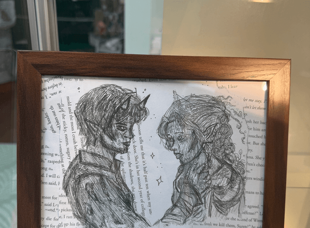 Hand drawn framed art