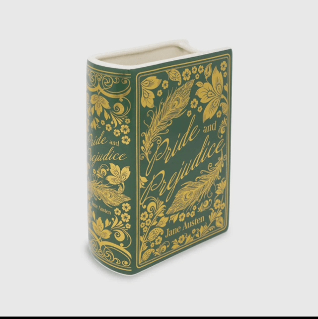 Pride and Prejudice Book Vase Green