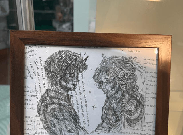 Hand drawn framed art