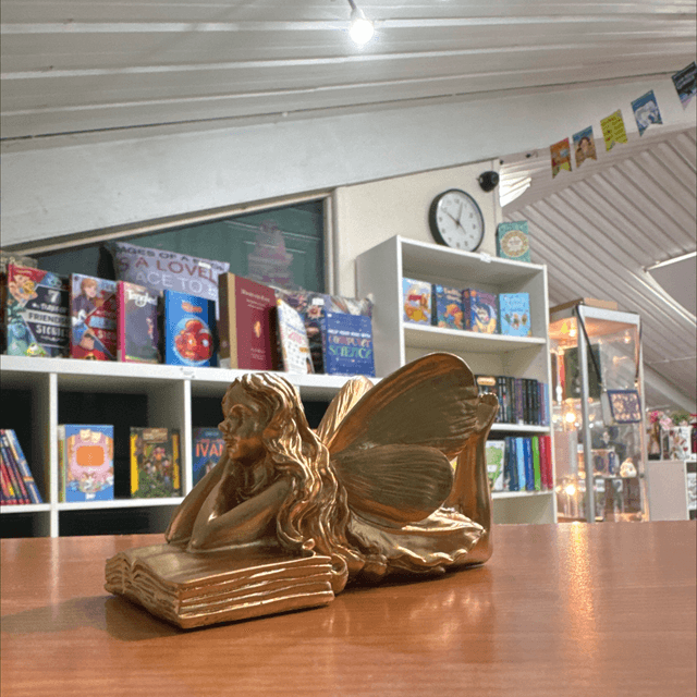 Fairy reading statue 