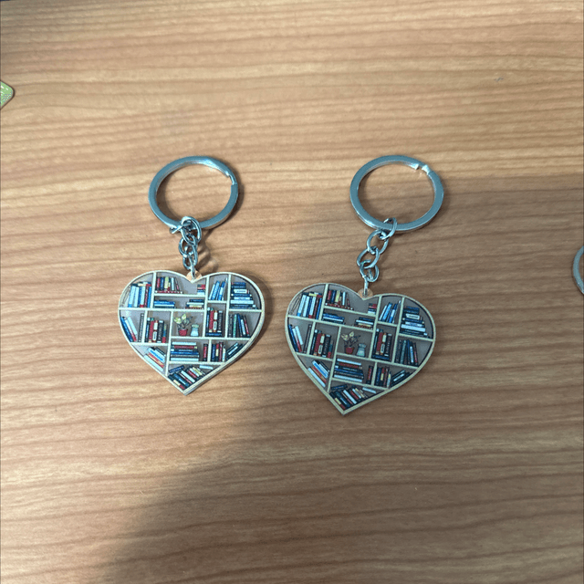 Book Heart Keyring